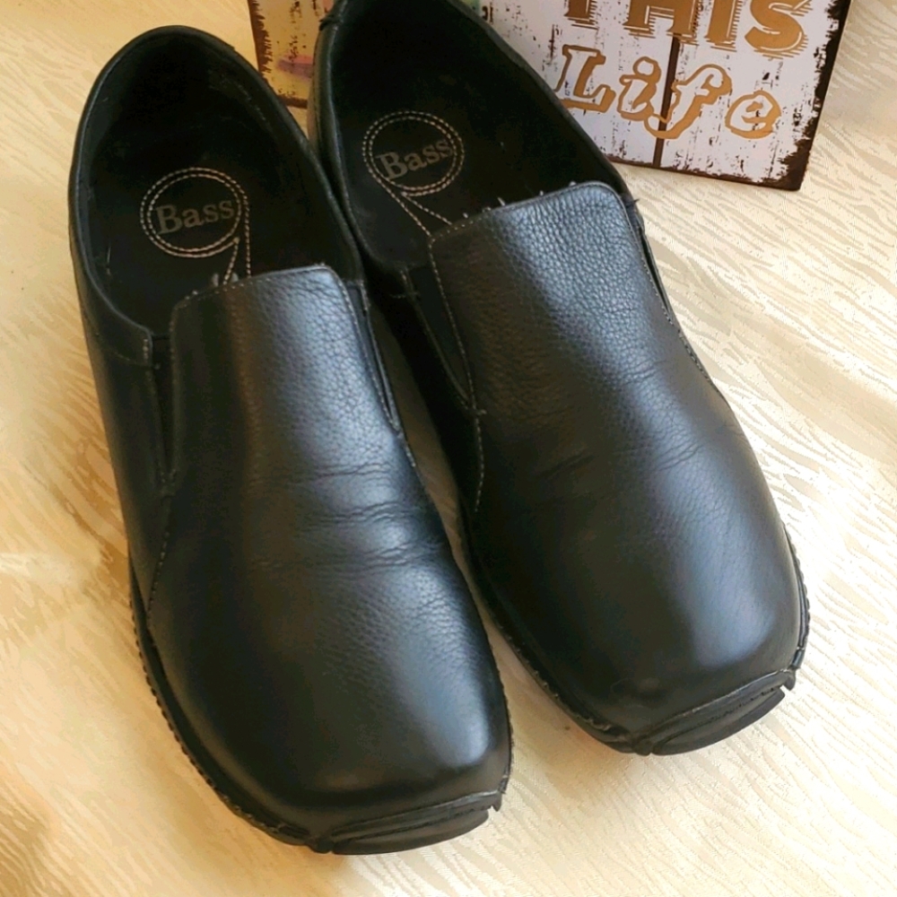 Bass Black Leather Non-slip Darcy Work Shoes 8M
